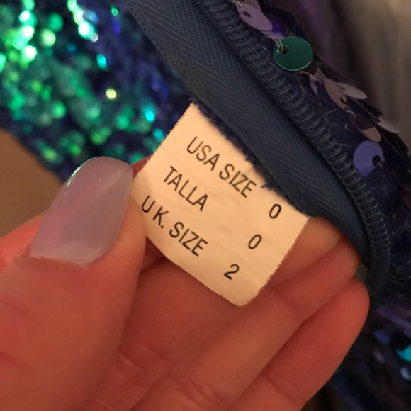 MoriLee by Madeline Gardner Sequin Blue/Green Prom - Picture 1 of 6